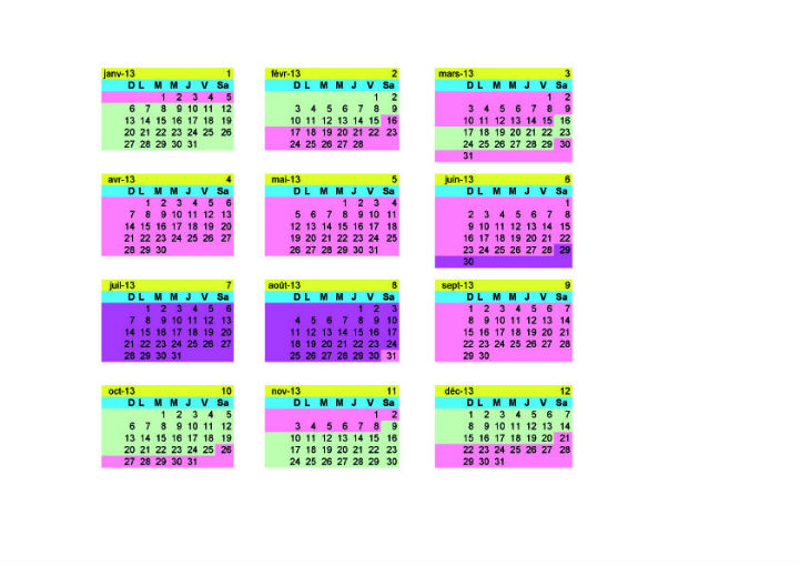 calendrier de réservations 2013 location T2 Estaque Marseille